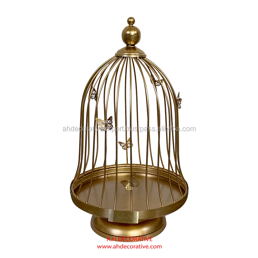 Jaula De Pájaros Decorativa Dorada Buy Garden Decor Metal Bird Cage