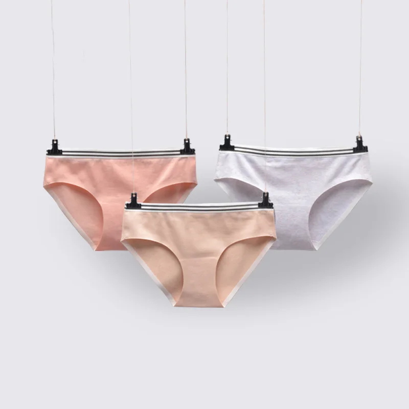 

Seamless Cotton Underwear Middle Striped Womens Sexy Panties, Shown