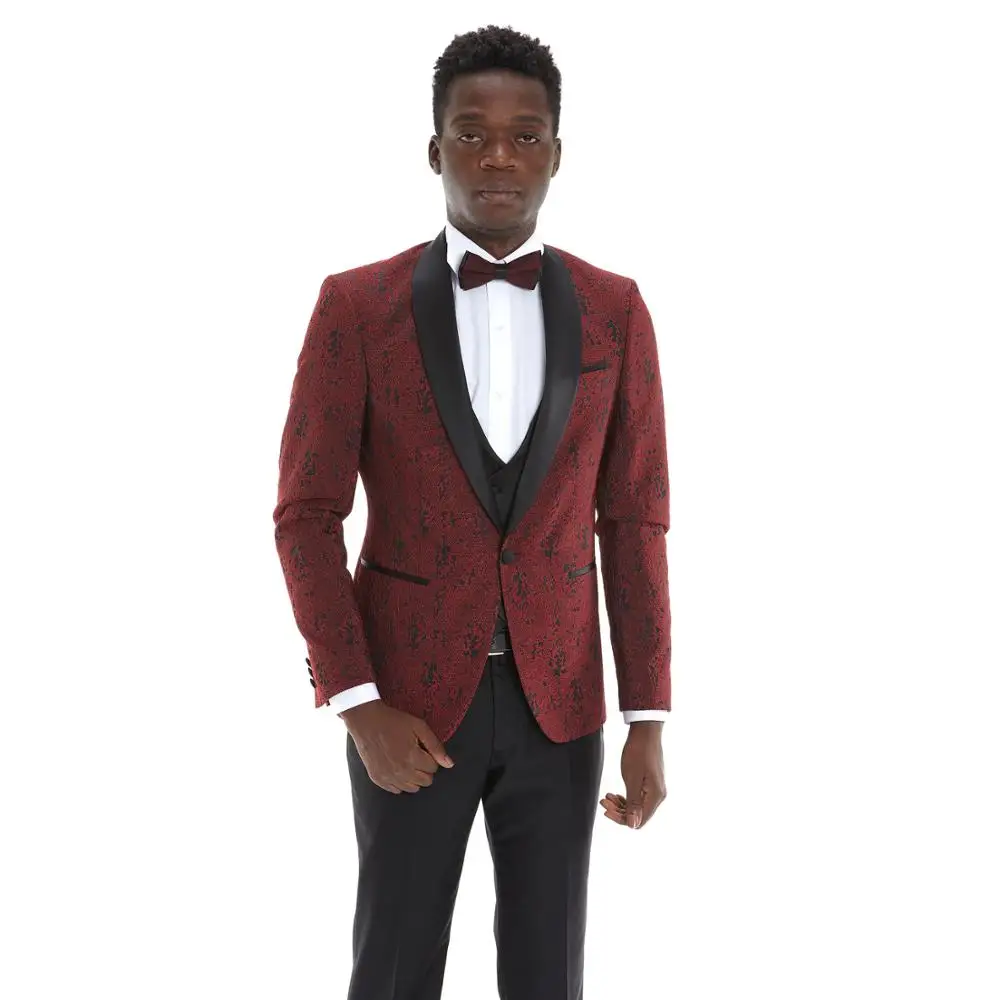 
Custom Made Burgundy Men Suit Bespoke Men Wedding Suit Slim Fit Tuxedos For Men 