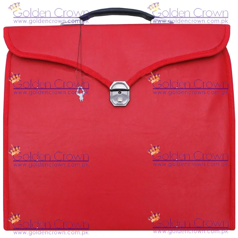 Étui Rigide Pour Tablier Maçonnique (Regalia Case) - Format Mallette - Dimensions 45,5 X 39,5 X 22,9 Cm - PVC Ou Cuir, Doublure Velours