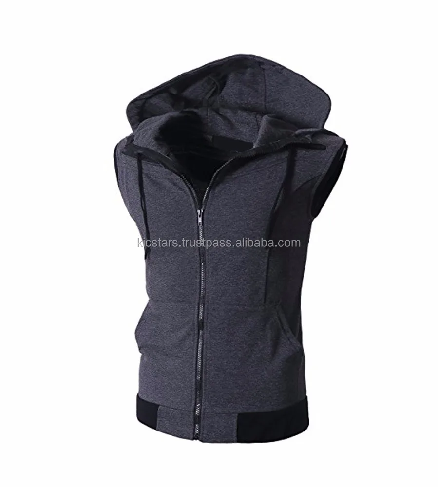 men's sleeveless workout hoodie