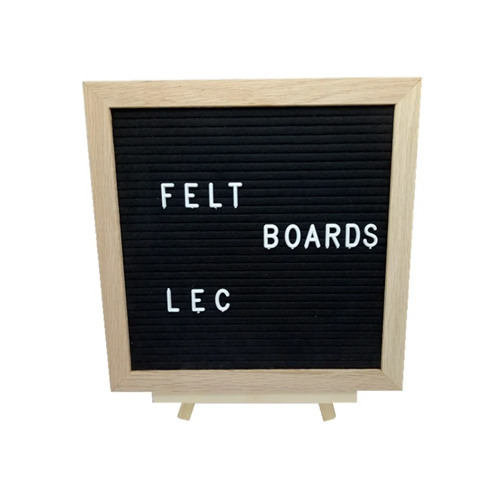 
Factory Price 10 x 10 Oak Wood Frame Felt Letter Board with Plastic Letters 