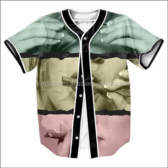 Source Custom Fashion Strip Baseball Jersey Shirts for Men Hip Hop