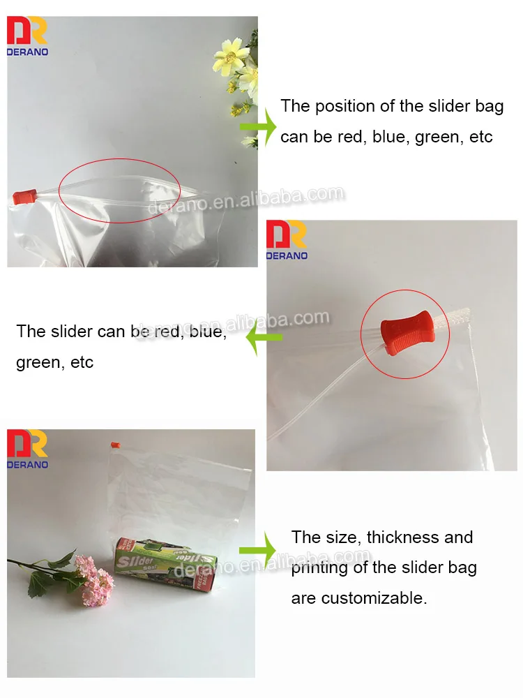 China Suppliers 100% Virgin Ldpe Printed Zipper Slider Plastic Bags/Slide Bag for Packaging
