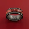 CUSTOM HANDMADE DAMASCUS STEEL GORGEOUS EXOTIC WOOD INLAY RINGS