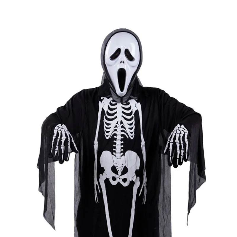 

Wholesale Halloween Cosplay Costume Black Skeleton Cape Ghost Costume