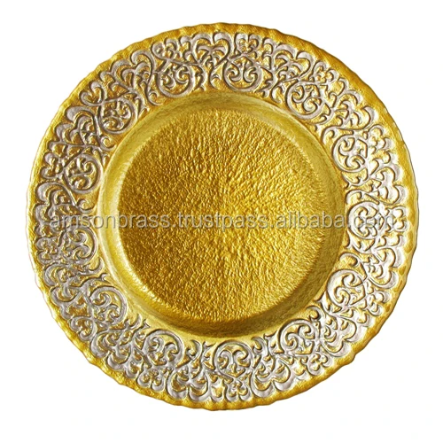 Hand Carved Wooden Charger Plate Ancient Style Dishes Wedding Charger