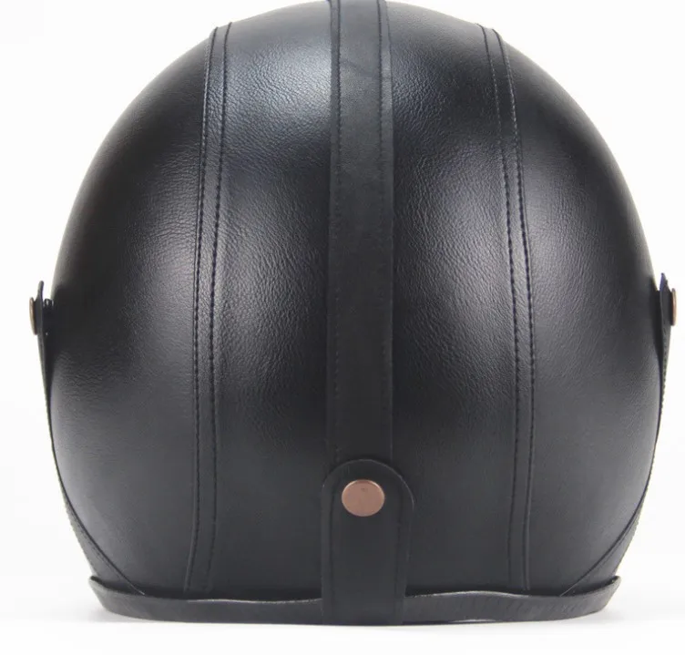 Open Face Pu Leather Motorcycle Helmet Men Women Carbon Fiber Pattern 3