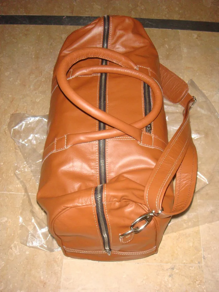 
Luxury Black leather travel duffle bag vintage leather weekender mens duffel bag 