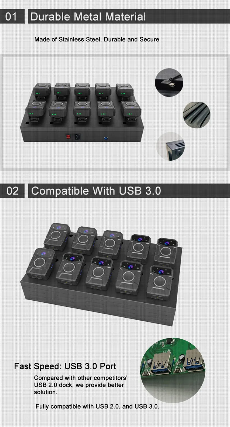 8/10 Units Body Worn Camera Multi Port Usb Charger Station Universal