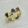 Natural Rough Stone Ring Blue Sapphire,Peridot, Ruby Ring 24k Gold Plated Ring Jewelry