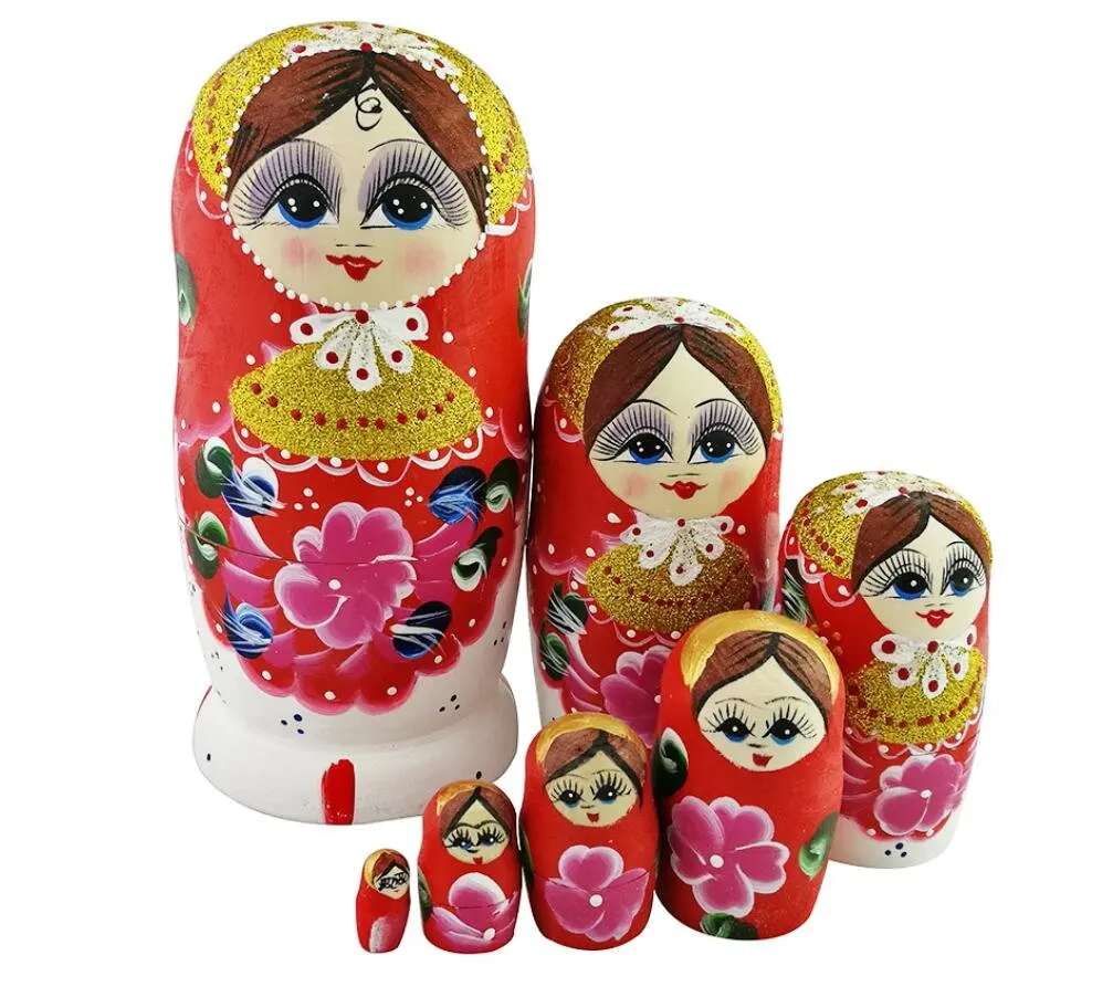 Beautiful Color Cute Little Girl Fairy Tale Handmade Wooden Russian Nesting