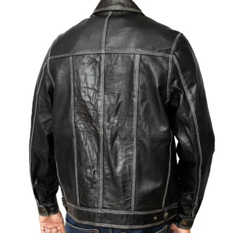 Handmade Real Leather Jacket With Flap Closure Chest Pockets And Front ...