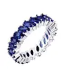 925 Silver Marquise Cut Natural Aquamarine Stackable Eternity Band Ring Size 9