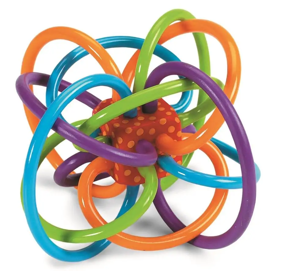 Manhattan Toy Winkel Rattle and Sensory Teether Activity Toy, 5L x 3.5H x 4W-Inch