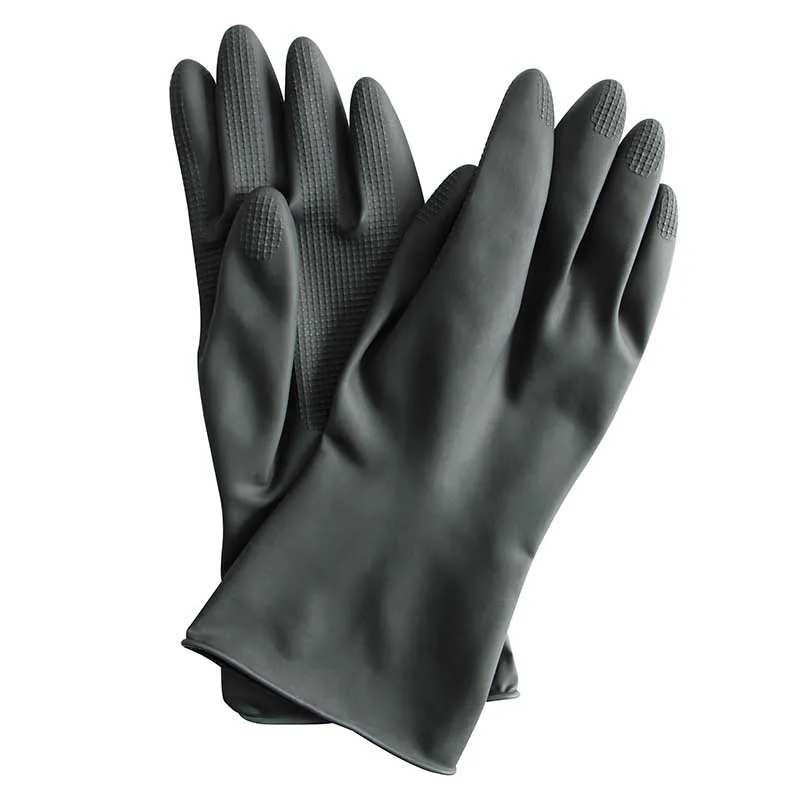 

Heavy Duty Good Quality Latex Medium and Large Size Flock Lined Black Household Cleaning Kitchen Gloves