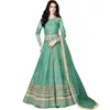 Embroidery Net Partywear Indian Designer Traditional Anarkali Sky Green Color Dress Salwar Kameez