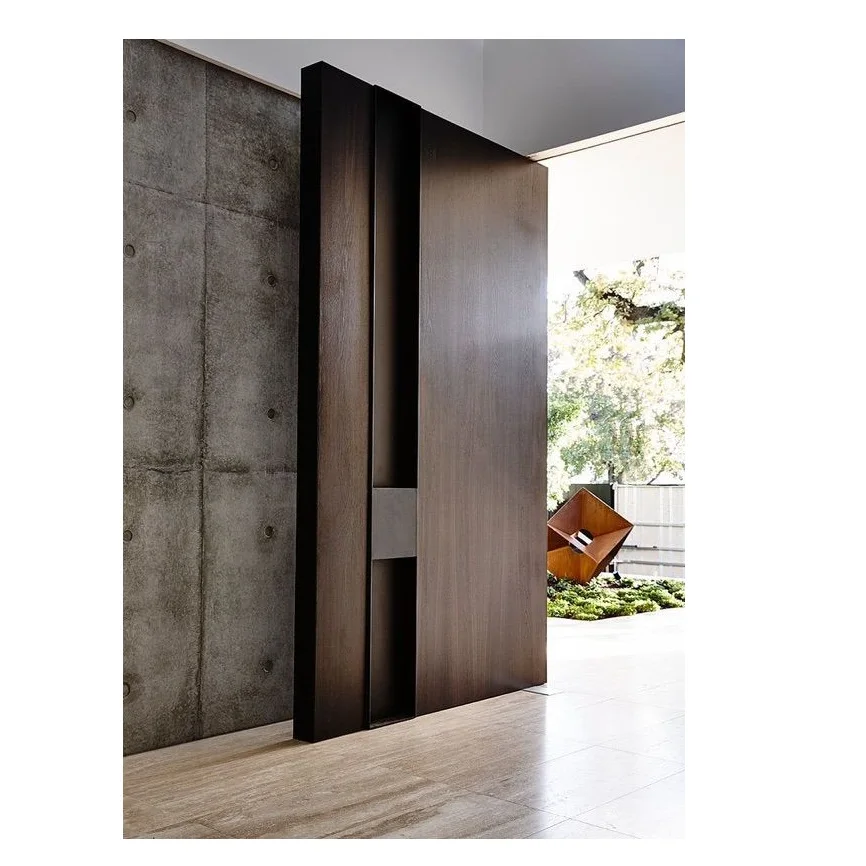 2018 самая лучшая продажа твердая Mahogany Pivot дверь с Металлической Инкрустацией и шарниром Pivot