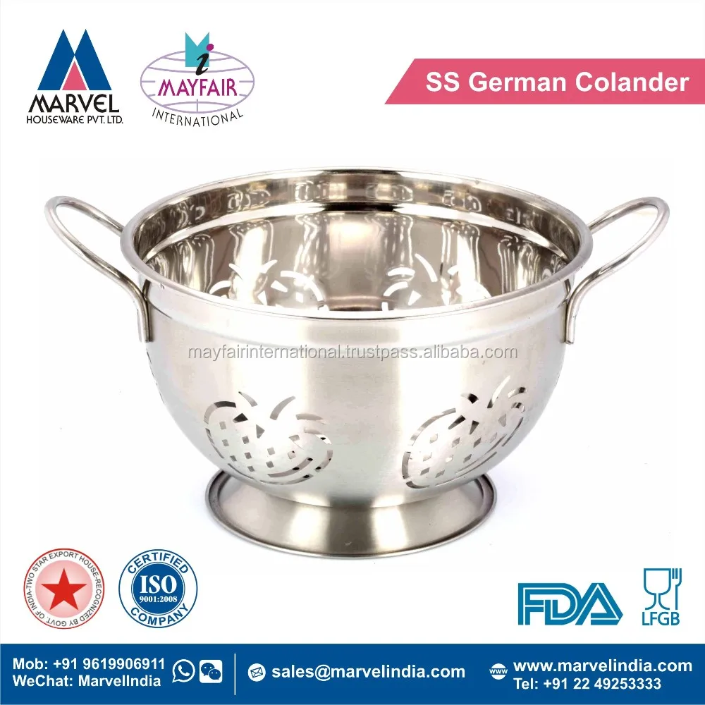 Stainless Steel Regular German Colander Buy Deep Colanders With Pipe