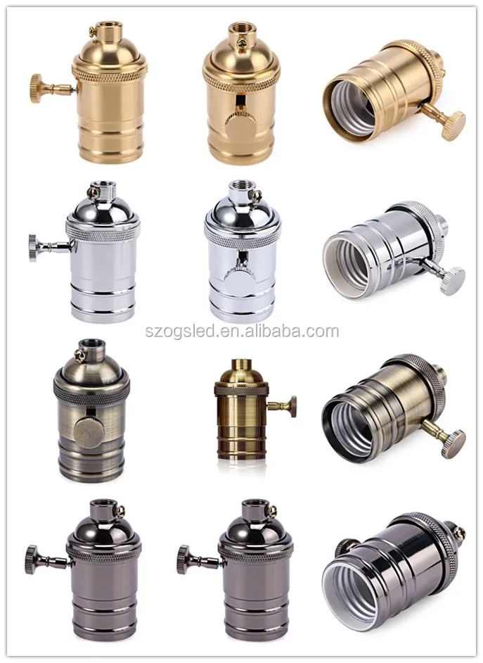 Metal Shell Medium Base Incandescent Vintage Light Socket Lamp Holder