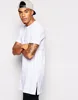 polyester custom men's 100% cotton blank dry fit t-shirt long line with side zip/Class high quality summers hem t-shirt with zip
