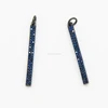 Micro Pave Blue CZ Setting 3x30mm Strip Pendant