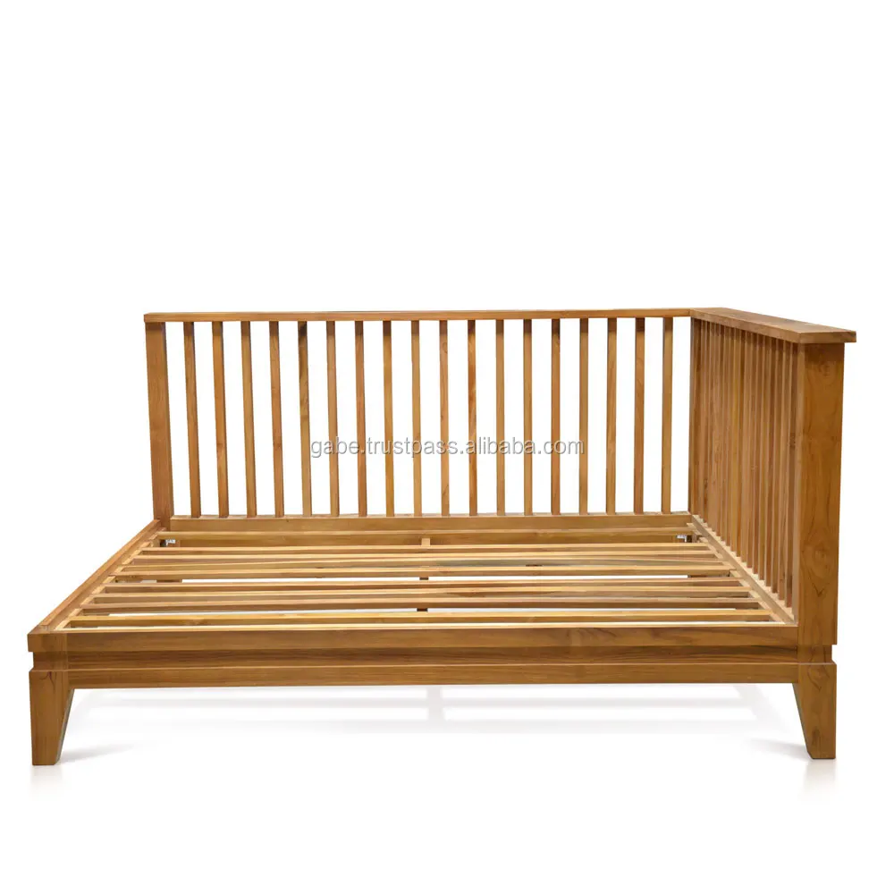 Sofa India Daybed Style With Wooden Slats Solid Teak Wood Brown