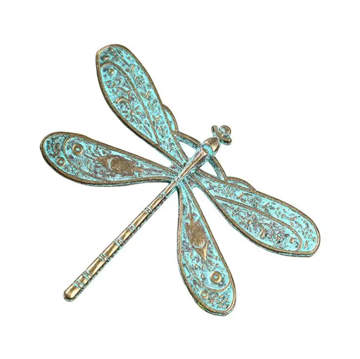 

Asian Good Luck Blue Turquoise Tone Patina Dragonfly Verdigris Charm, Blue patina