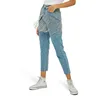 Cotton Pockets Fashion Women Denim Crystal Fringe Jeans Long Trousers