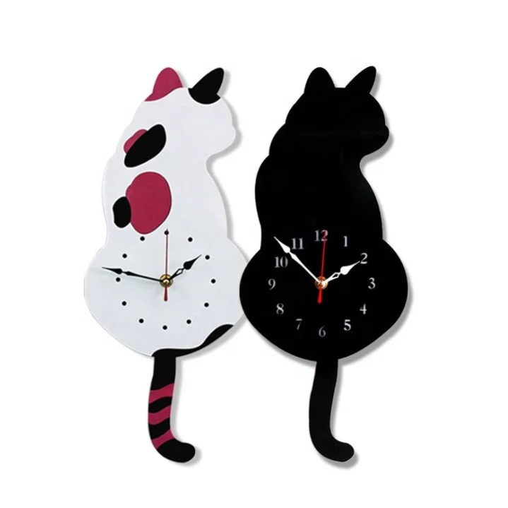 
DIY Acrylic Shake the Tail Cute Cat Wall Clock with Swinging Tails Bedroom Living Room Kitchen Home Decor Swing Tail Cat Clock  (50046023568)