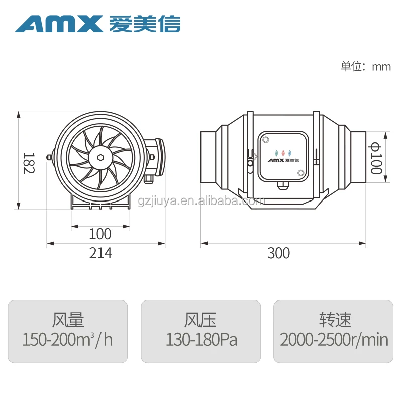 2018 New Hot Selling Ventilation Mixed Flow In-Line Duct Fan
