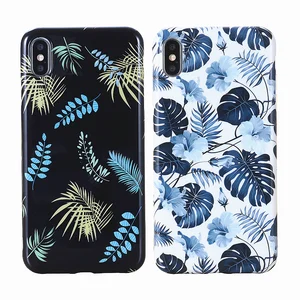 Green Leaves & Flowers Pattern Soft TPU Phone Case for iPhone 6/7/8 Plus