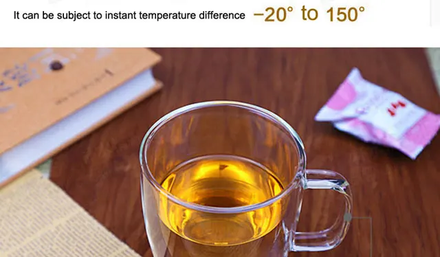 Hot sale double-walled glass Coffee cups with handle to keep warm