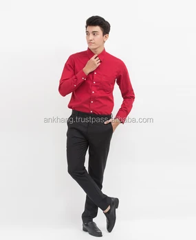 red long sleeve dress shirt
