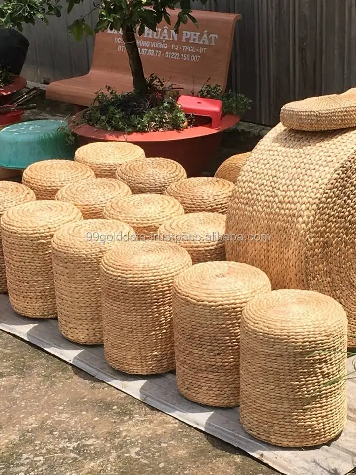 Round Ottoman Rattan Footstool Cheapest Unique Water Hyacinth Stool
