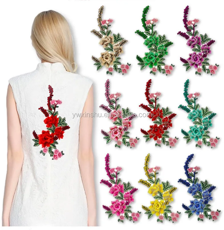 Blossom Flower Applique Clothing Embroidery Patch Stickers Iron On Sew Cloth j-c