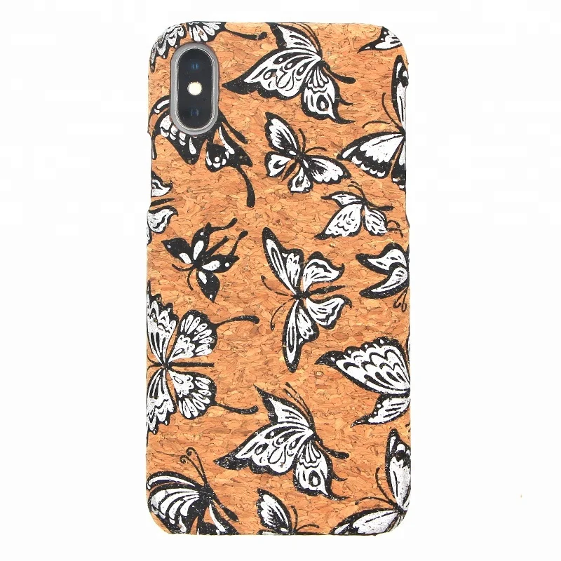 

new product cork phone cover with printing for iphoneX wood phone case