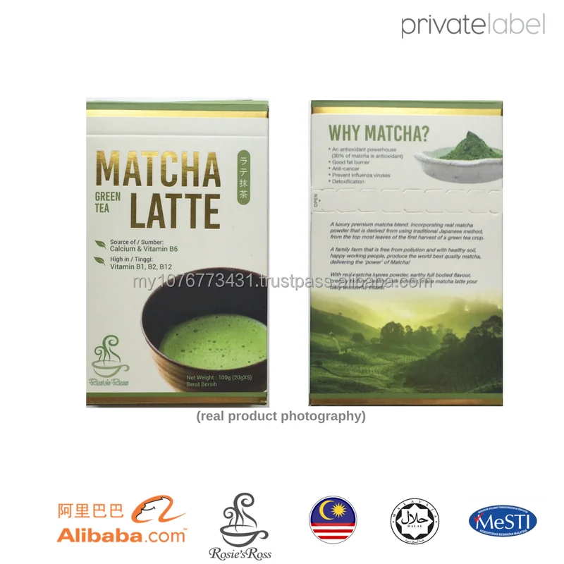
Instant Japanese Premium Matcha Green Tea Latte Beverage Powder Drink 3in1 with Sugar 