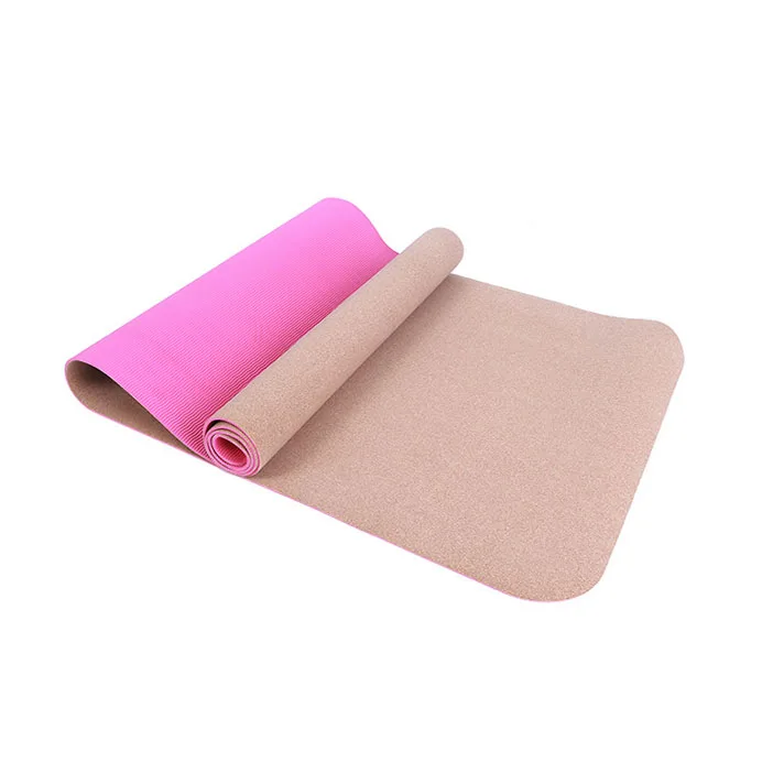 

Eco-friendly material safe TPE cork yoga mat custom