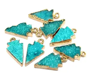 Natural Agate Druzy 24k Gold Plated Connector Single Bail Jewelry making Supply