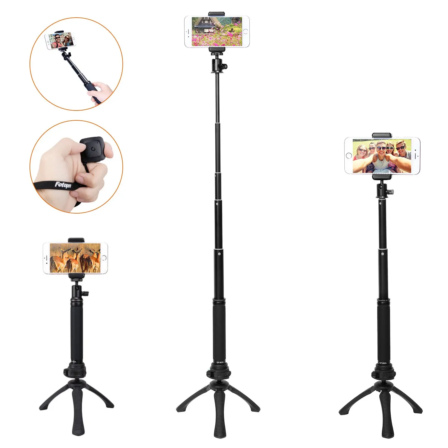 Buy Selfie Stick, iPhone Tripod, Fotopro Selfie Stick Tripod Sets for