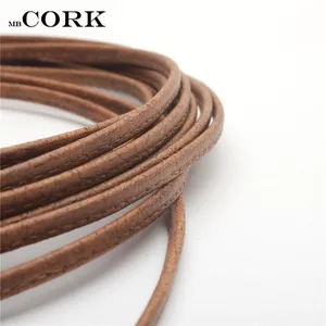 Portuguese Cork 5mm Flat natural cork rustic Carbon burning color cord 5mm leather jewelry finding, craft supply Cor-201