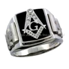 Pure Sterling Silver 925 with Onyx Stone and Emblem on Top Masonic Rings