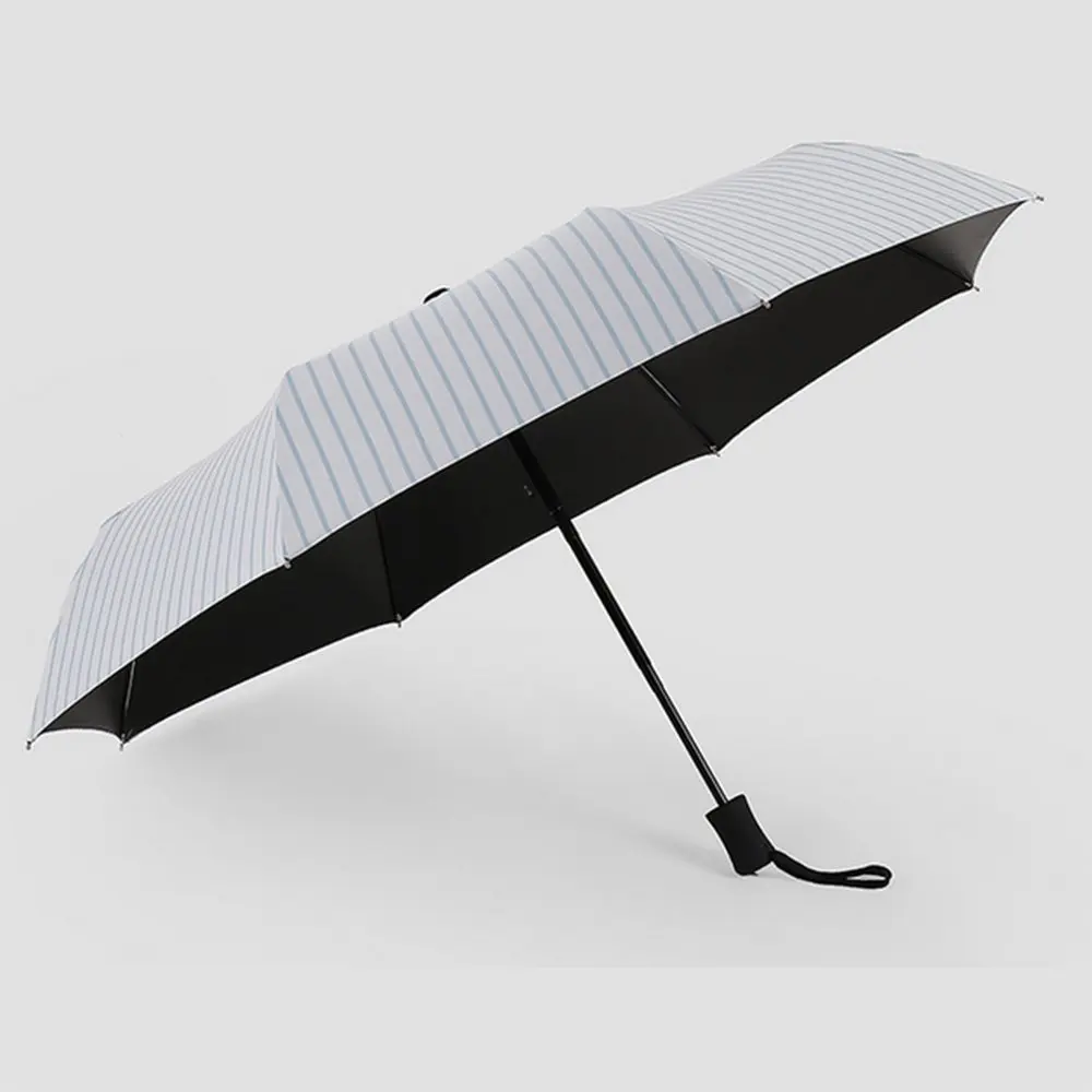 JSHEBN Automatic umbrella three folding men and women vinyl stripes automatic umbrella gift box