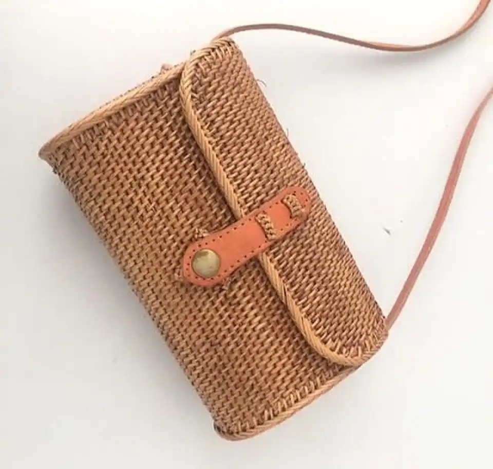 square rattan bag