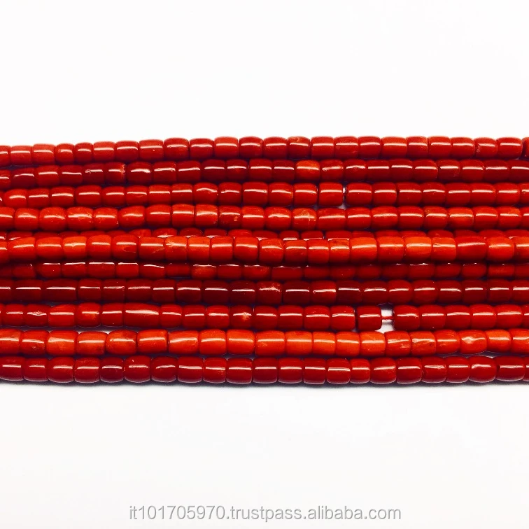 
6-6.5mm AA Quality Italian Natural Red Coral Drum Beads 