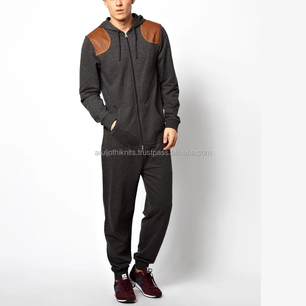 Men's Jumpsuit With Contrast Sleeves One Piece Winter Night Suit