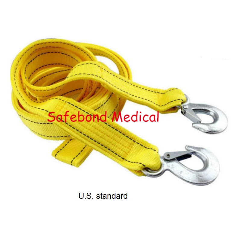 Tow Strap With Steel Clip Hooks 2" Inch X 20' Foot Vehicle Recovery