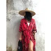 Hot selling front open adjustable tie dye kimono half sleeves ankle length beach cover up boho styling cardigan
