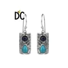 Oxidized 925 Silver Dangle Design Earrings Lapis and Turquoise Gemstone Earrings Handmade Jewelry Supplier